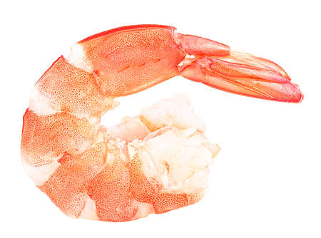 Cooked shrimp isolated on a white background. Steamed tiger shrimp. Red boiled prawn.の写真素材