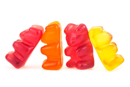 Colored jelly gummy bears isolated on a white background. Childhood. Vitamins for children.の写真素材
