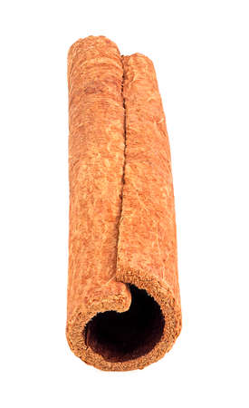 Front view of aromatic dried cinnamon stick isolated on a white backgroundの写真素材