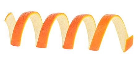 Isolated image of orange zest spiral on a white background. Beauty health skin concept.の写真素材