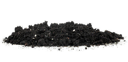 Mound of soil isolated on a white background. Pile dirt of soil land. Concept of growing.の写真素材