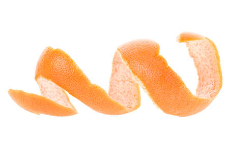 Peel of fresh grapefruit isolated on a white background. Ripe grapefruit zest.の写真素材