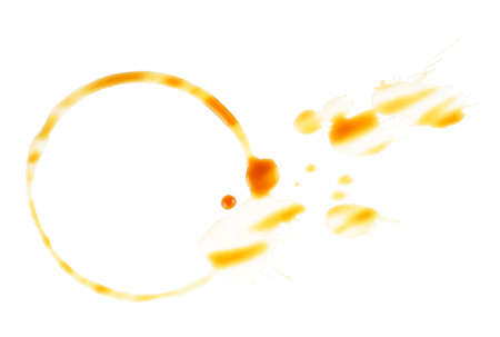 Top view of coffee cup ring or coffee stain isolated on a white backgroundの写真素材