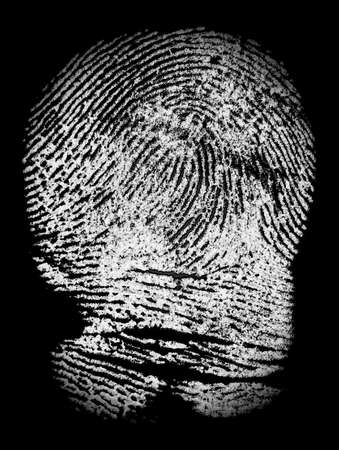 White fingerprint on black paper. human fingerprint. criminal style. Police fingerprint.の写真素材