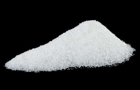Pile of white salt on a black background. Crystals of sea salt.の写真素材