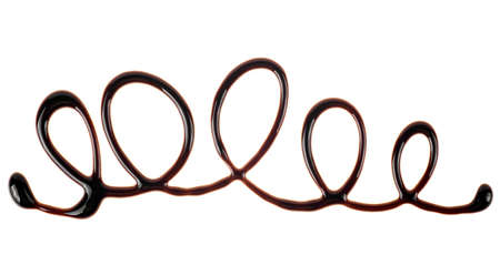 Chocolate sauce isolated on a white background. Chocolate syrup. sweet chocolate.の写真素材