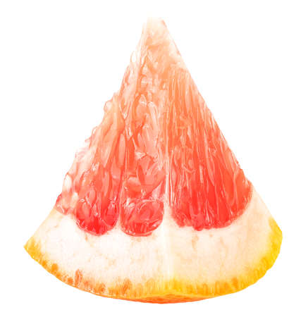 Fresh fruit - red grapefruit slice isolated on a white background.の写真素材