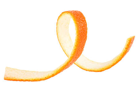 Orange peel isolated on a white background. orange twist. Citron.の写真素材