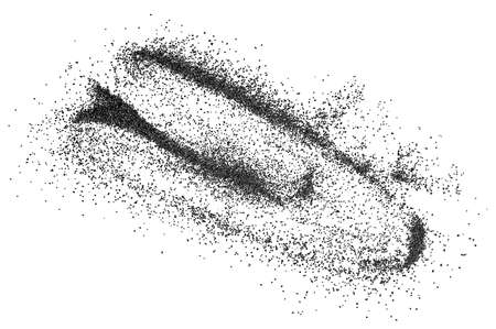 Abrasive powder black superslut isolated on a white background, top view. black powder. Charcoal powder.の写真素材