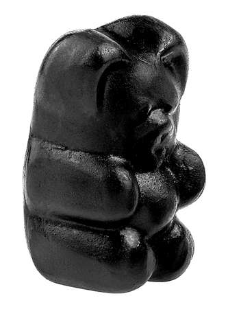 Black jelly gummy bear isolated on a white background. Jelly candy.の写真素材