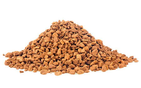 Pile of instant coffee beans isolated on a white background. Soluble coffee.の写真素材