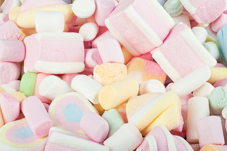 Multi-colored sweet marshmallows as background. Marshmallows candy.の写真素材