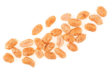 Chili spicy peanuts pile isolated on a white background, top view.の写真素材