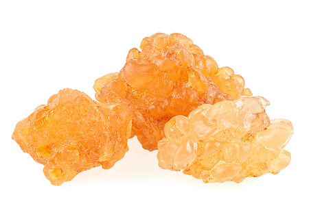 Pile of natural frankincense Olibanum isolated on a white background, incense. Frankincense resin.の写真素材