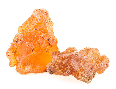 Pile of natural frankincense Olibanum isolated on a white background, incense. Frankincense resin.の写真素材
