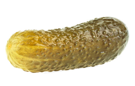 Marinated pickled cucumber isolated on a white background. Pickles. Gherkin.の写真素材