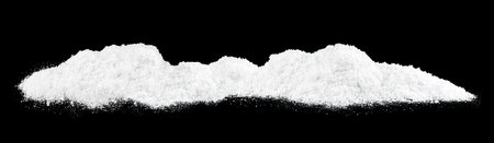 Christmas night - pile of white snow on a black background. Snow hills. Long web banner.の写真素材