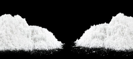 Pile of white snow at Christmas night. Snow hills on a black background.の写真素材