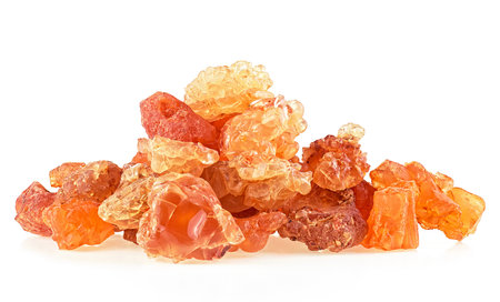 Pile of natural frankincense Olibanum isolated on a white backgroundの写真素材