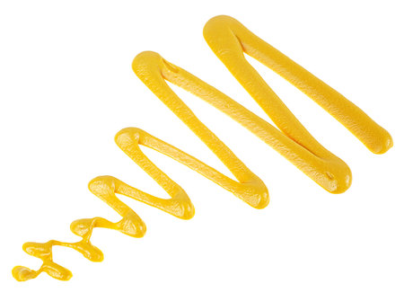 Yellow mustard sauce isolated on a white background. Fresh tasty mustard sauce.の写真素材
