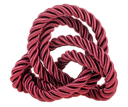 Strong red climbing rope isolated on a white backgroundの写真素材
