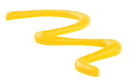 Fresh mustard sauce isolated on a white background. Yellow spicy spread.の写真素材