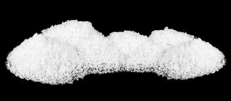 Pile of white snow hills isolated on a black background. Snowdrift at Christmas night.の写真素材