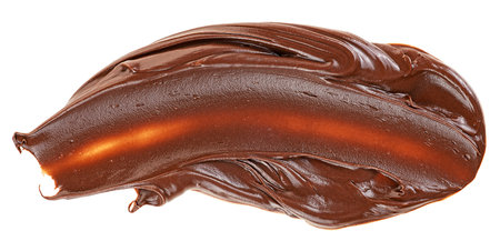 Hazelnut cream isolated on a white background. Cream spreading.の写真素材