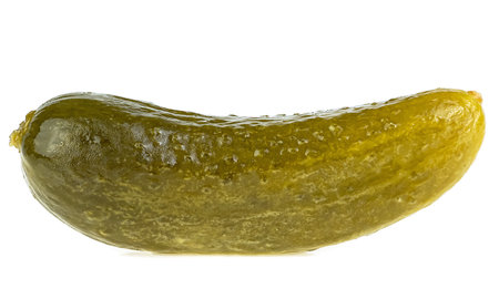 Marinated pickled cucumber isolated on a white background.の写真素材
