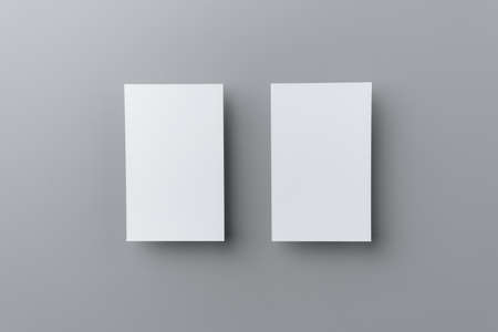 mockup, template, copy space concept with two business card isolated on grey background, for mock up, top view layout.の写真素材