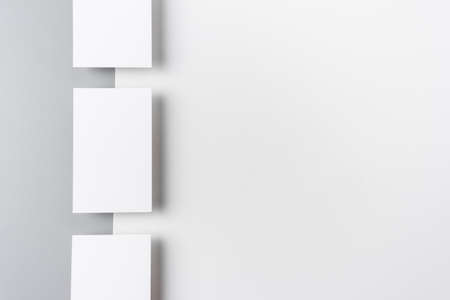 minimal, abstract, template concept with three business card isolated on white and grey background,...