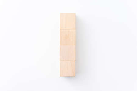 wooden, block, box concept with wood cube isolated on white background, for mock up, top view...