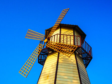 windmill and blue skyの写真素材