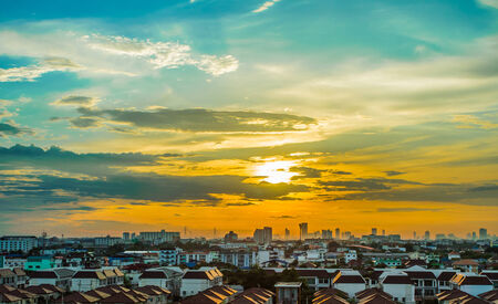 sunset cityscape and beautiful skyの写真素材