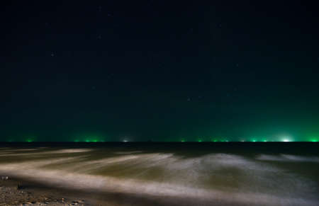 Night colors of the sea, beach and sky