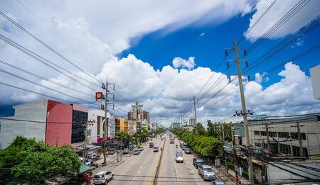 Samutprakan,Thailand - September 6, 2017 : Daytime traffic on Puchao Saming Phrai Road, Samutprakan,Thailand.のeditorial素材