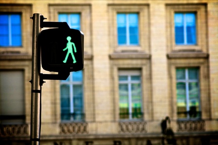 Green man French pedestrian crossing. の写真素材