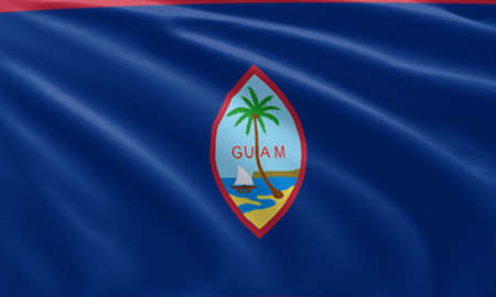 Close up waving flag of Guinea. Flag symbols of Guineaの写真素材