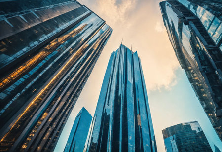 modern skyscrapers in business districtの素材