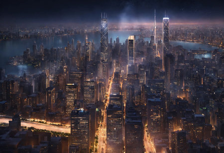 modern skyscrapers in business districtの素材