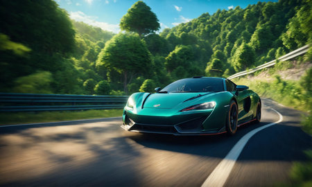 Amazing luxury car, High speed cars are driving on the streetsの素材
