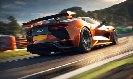 Amazing luxury car, High speed cars are driving on the streetsの素材