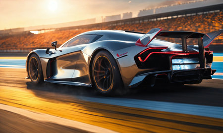 Amazing luxury car, High speed cars are driving on the streetsの素材