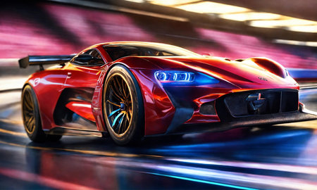 Amazing luxury car, High speed cars are driving on the streetsの素材