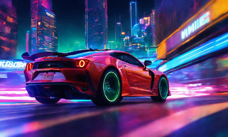 Amazing luxury car, High speed cars are driving on the streetsの素材