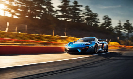 Speeding Sports Car On Highway,  Powerful acceleration of a supercarの素材