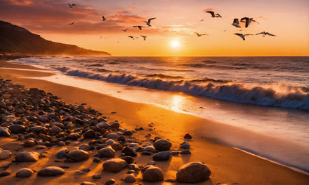 Closeup of sand on beach and blue summer sky.の素材