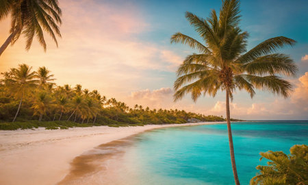 Beautiful tropical beach with white sand,の素材