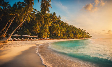 Beautiful tropical beach with white sand,の素材