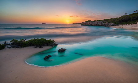 Soft beautiful ocean wave on sandy beach. baeutiful landscape beachの素材